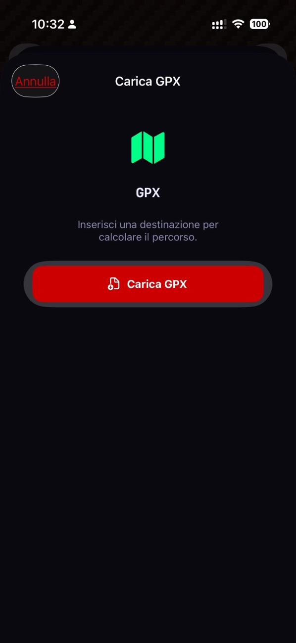 Schermata di importazione di un tracciato GPX