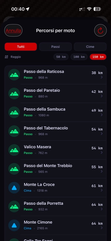 Percorsi per moto